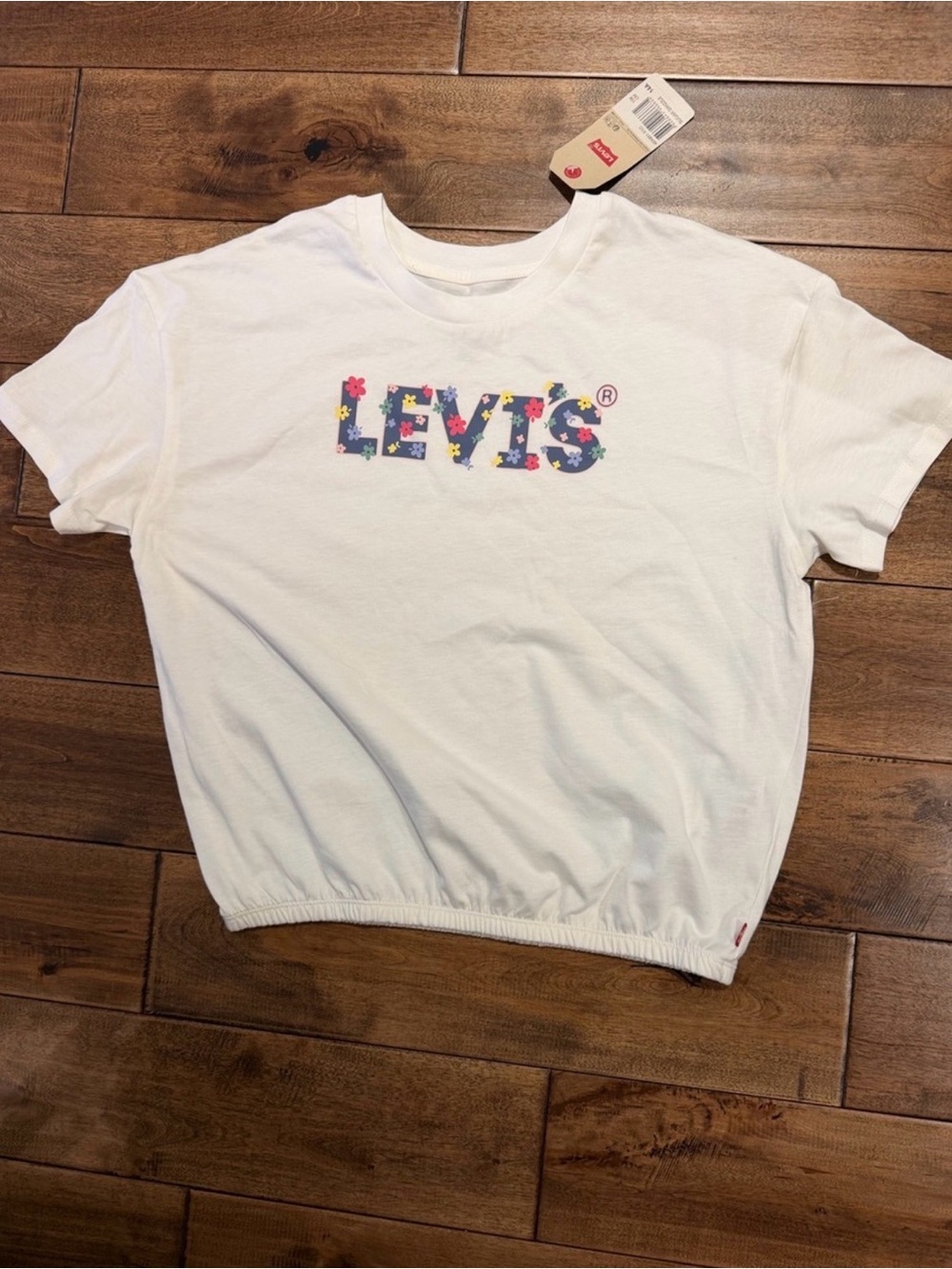 Levi's White Girls Tee with Multicolor Floral Logo